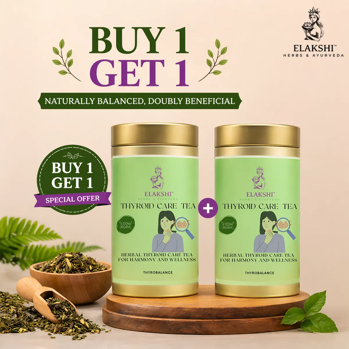 Thyroid Care Tea Herbal Wellness Tea For Thyroid Balance 50 Tea Bags - BOGO